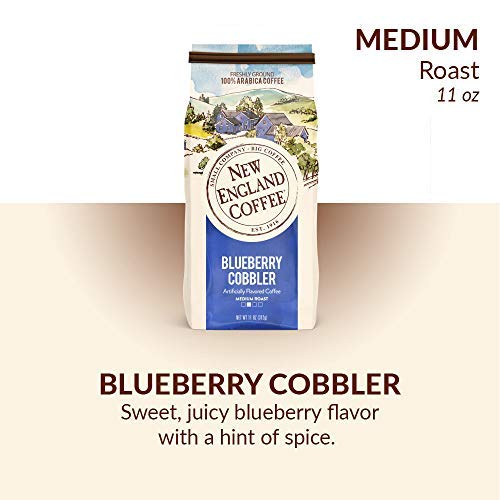 New England Coffee Blueberry Cobbler Medium Roast Ground Coffee — 11oz Bag (Pack of 3)