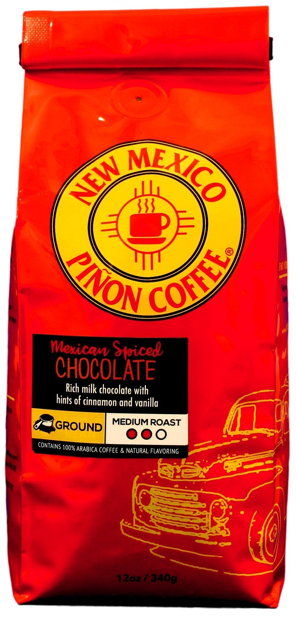 New Mexico Piñon Coffee – Naturally Flavored Mexican Spiced Chocolate Ground, 12 oz