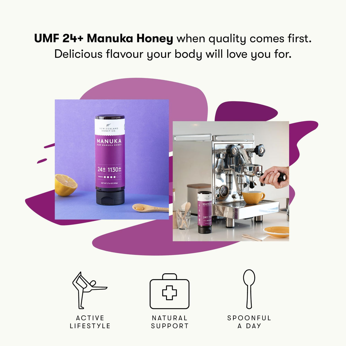 New Zealand Honey Co. Pure Manuka Honey UMF 24+ – 17.6oz / 500g Raw Honey
