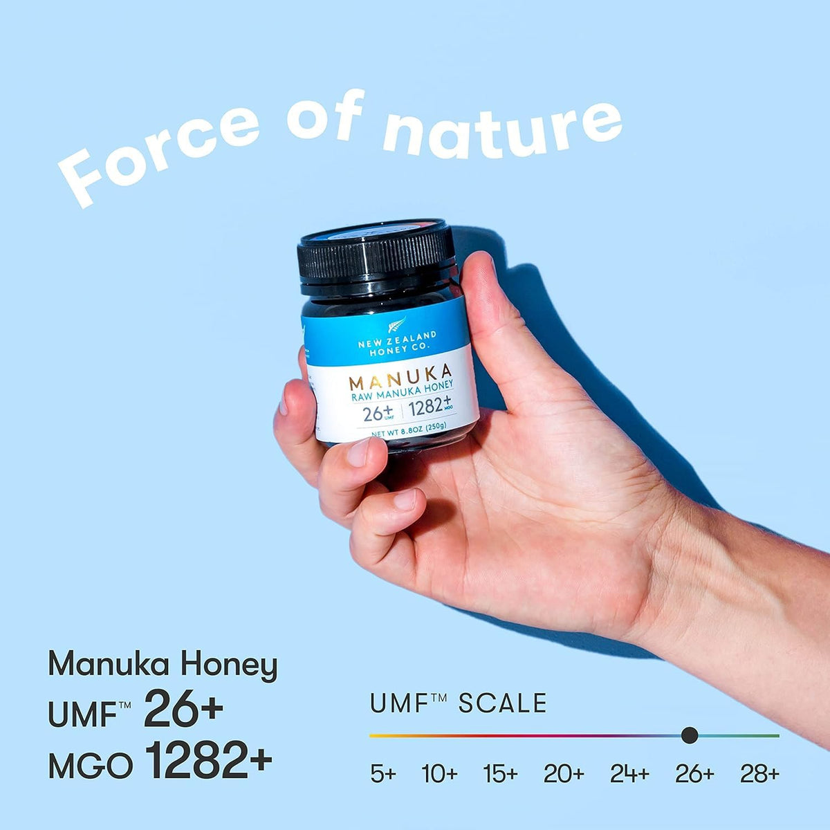 New Zealand Honey Co. Raw Manuka Honey UMF 26+ / MGO 1282+ | 8.8oz | Traceable Hive to Home