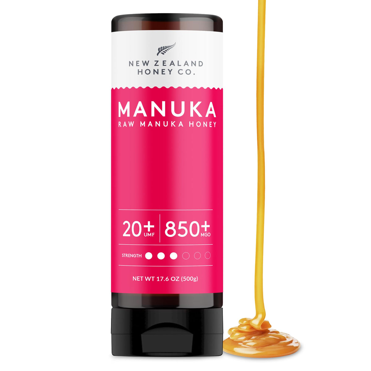 New Zealand Honey Co. Pure Manuka Honey UMF 20+ | 500g Squeezable Bottle