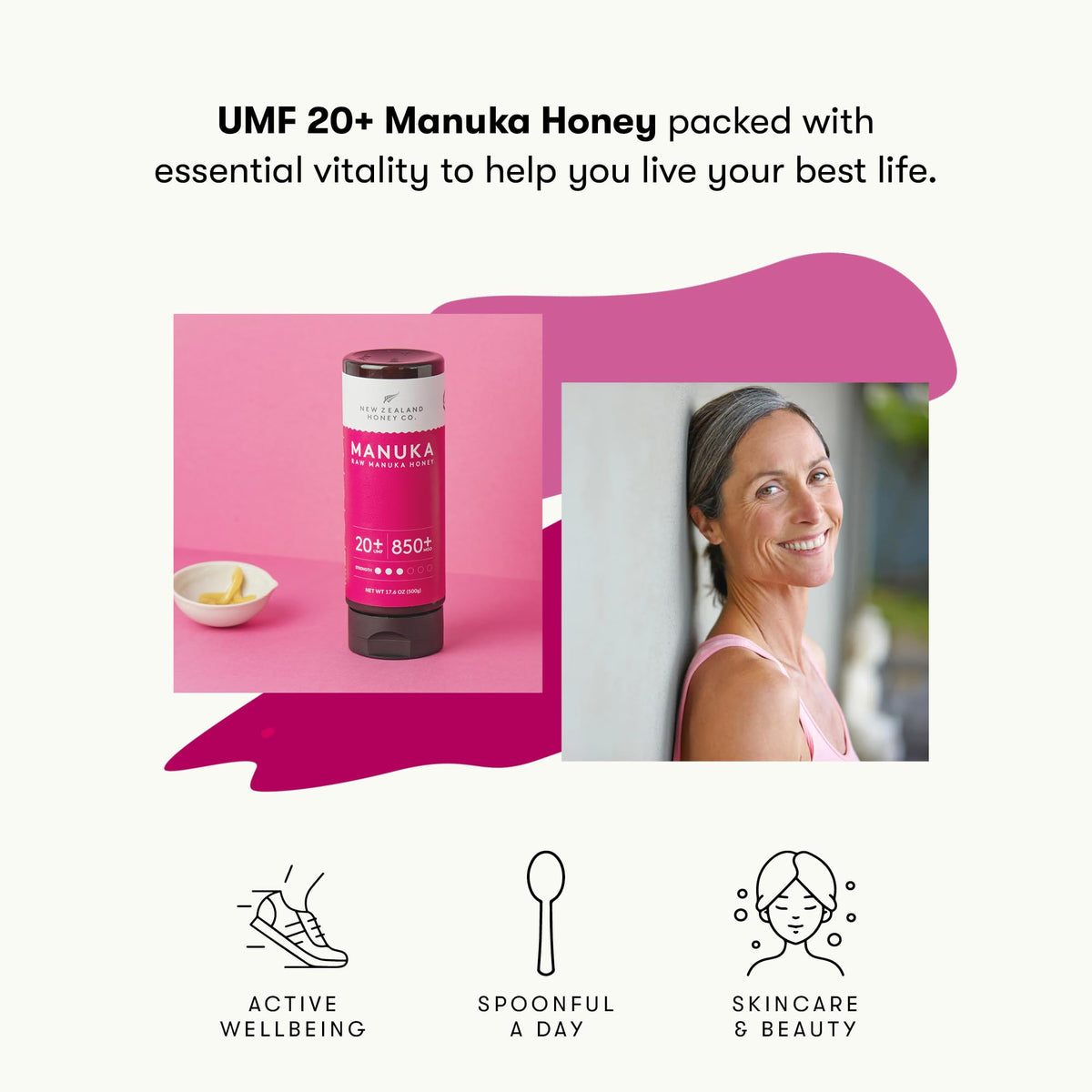 New Zealand Honey Co. Pure Manuka Honey UMF 20+ | 500g Squeezable Bottle