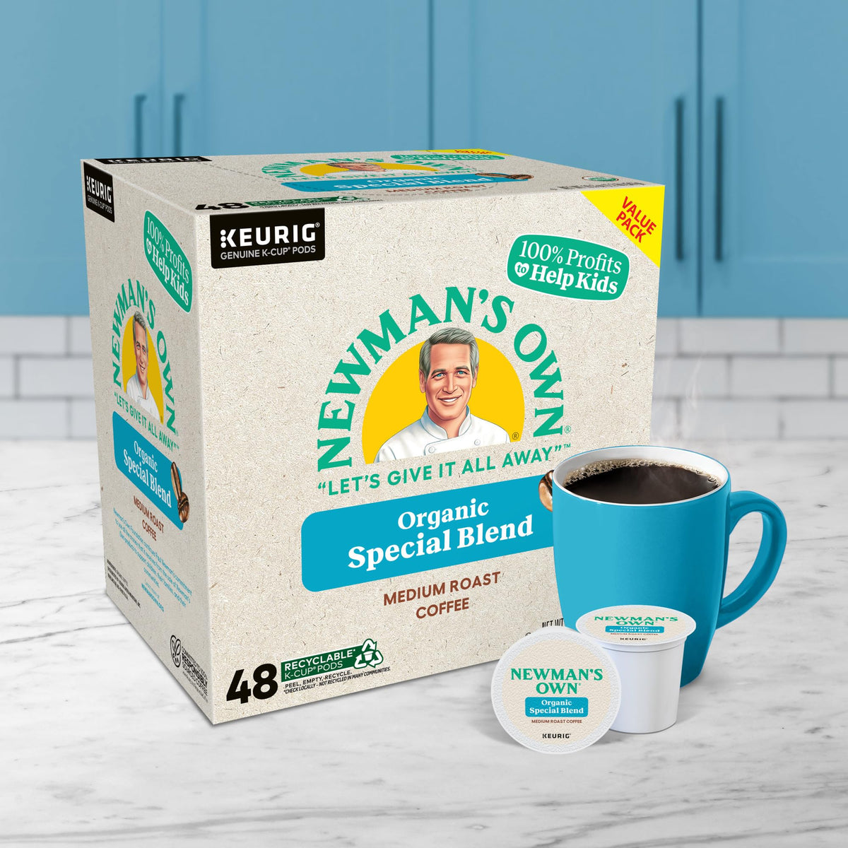 Newman's Own Organic Special Blend K-Cup Pods – Medium Roast Coffee, 48 Count, Keurig Compatible