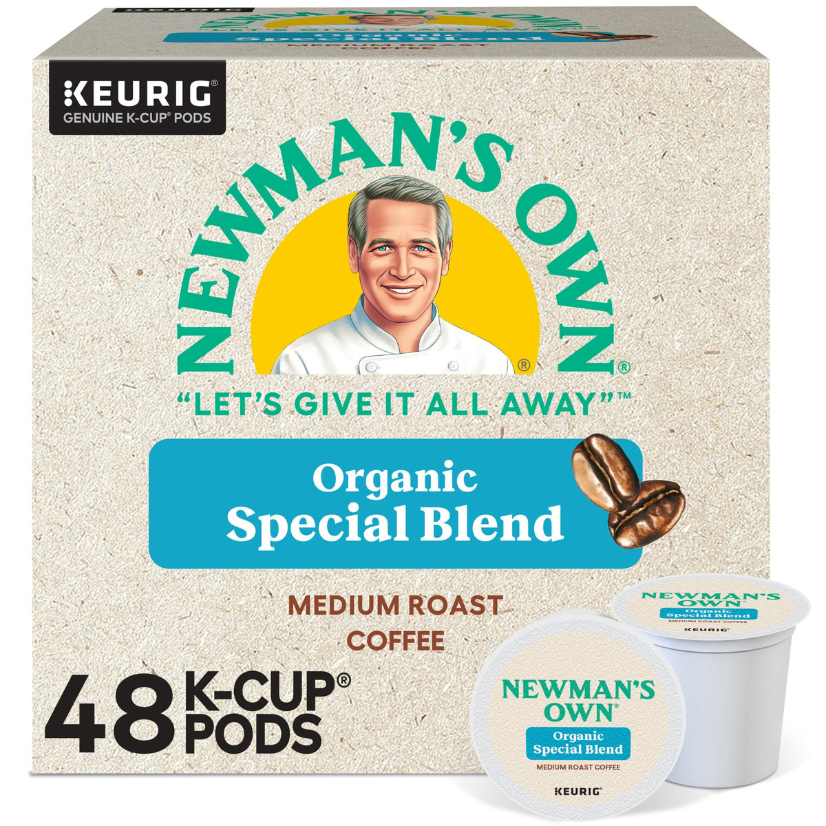 Newman's Own Organic Special Blend K-Cup Pods – Medium Roast Coffee, 48 Count, Keurig Compatible