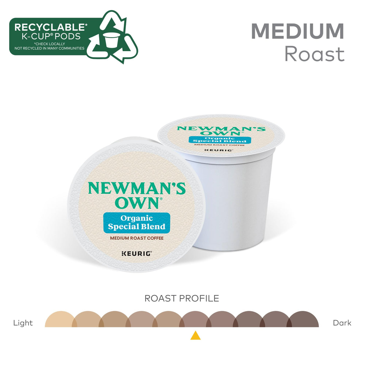 Newman's Own Organics Special Blend K-Cup Pods – Medium Roast Coffee, 32 Count
