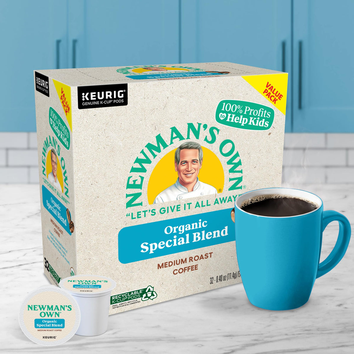 Newman's Own Organics Special Blend K-Cup Pods – Medium Roast Coffee, 32 Count