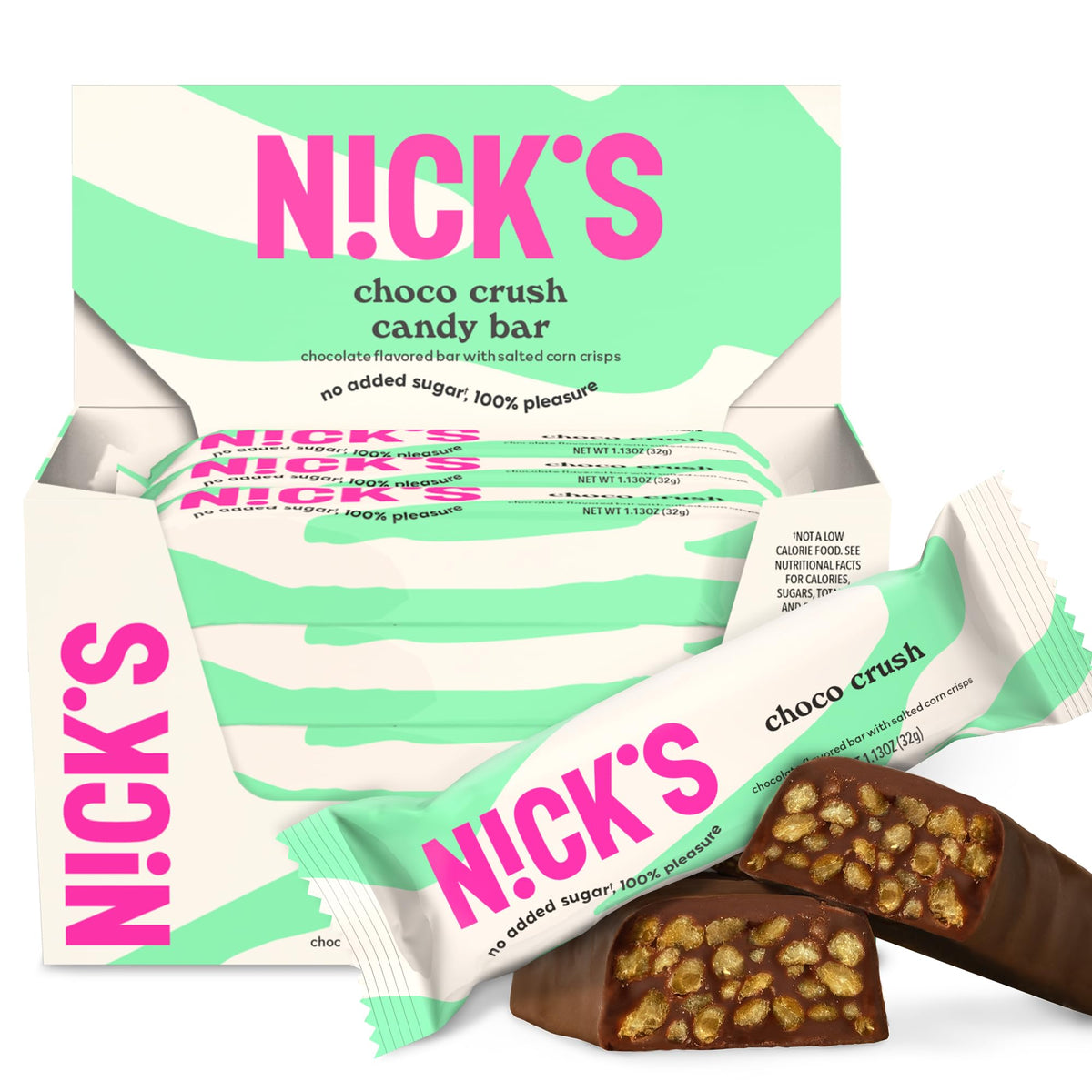 N!CK'S Choco Crush Bar – No Added Sugar, Gluten Free, 160 Calories, 15-Pack