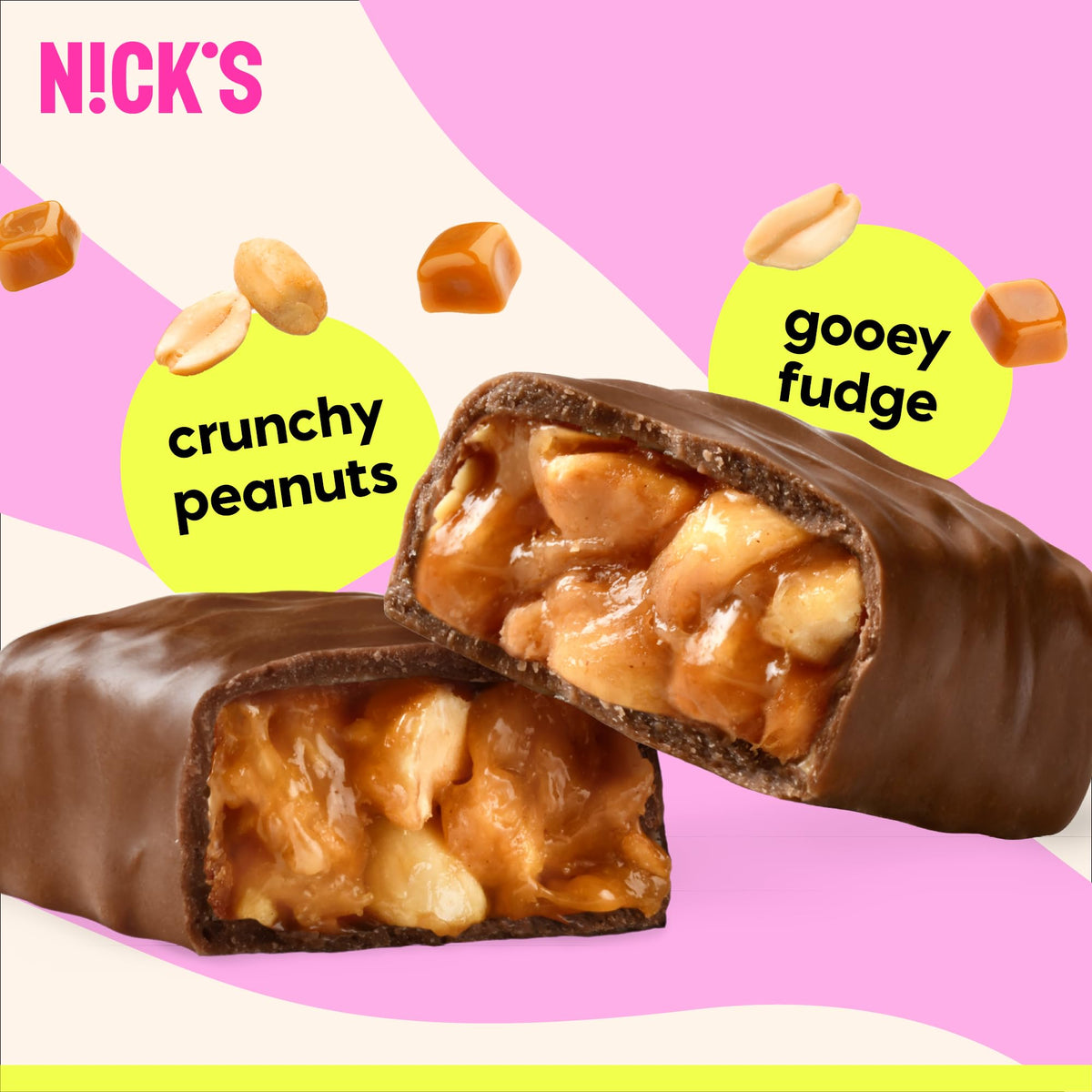 N!CK'S Keto Chocolate Candy Bars Variety Pack – Coconut & Peanuts & Fudge, No Added Sugar, 3g Net Carbs, Gluten-Free, 15 Bars