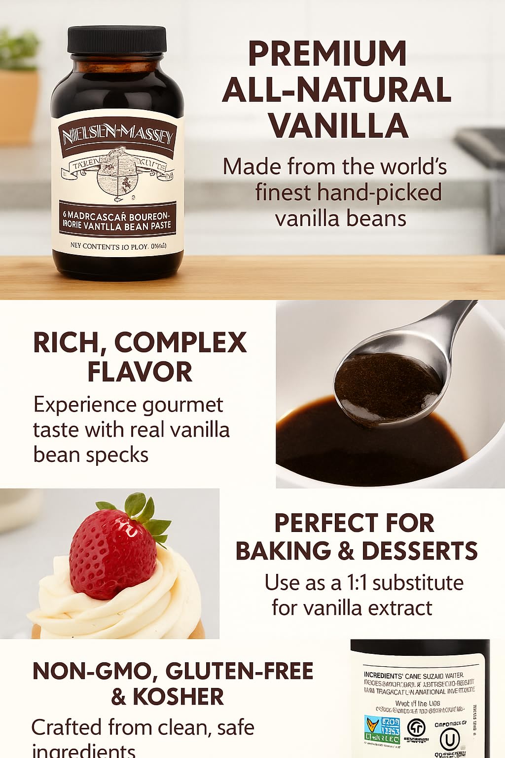 Nielsen-Massey Pure Vanilla Bean Paste – 10 oz | All-Natural, Kosher & Gluten-Free
