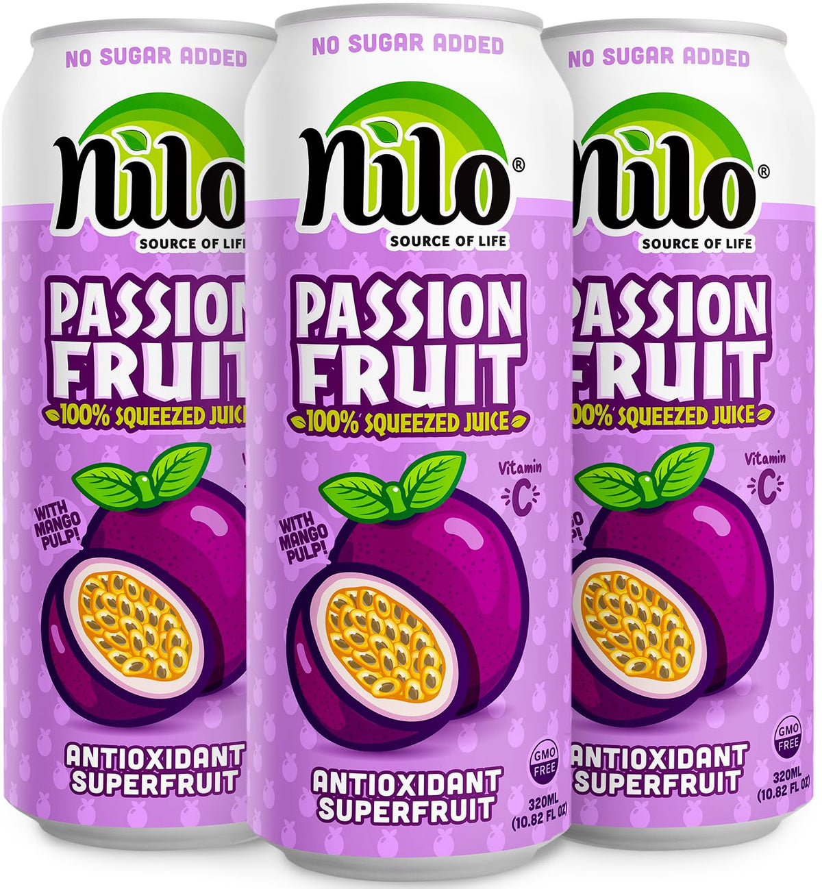 NILO Passion Fruit Juice | 100% Squeezed Maracuya Passion Fruit | No Sugar Added | Not From Concentrate | 10.8 oz (Pack of 12)