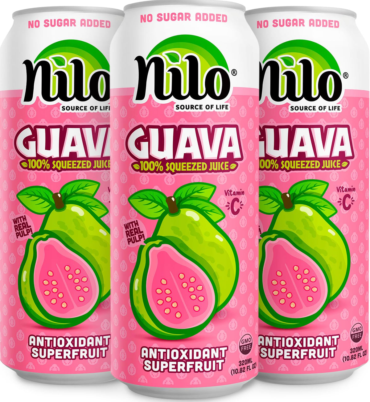 NILO Guava Juice | 100% Pink Guava, No Sugar Added, Not From Concentrate | 10.8 oz (Pack of 12)