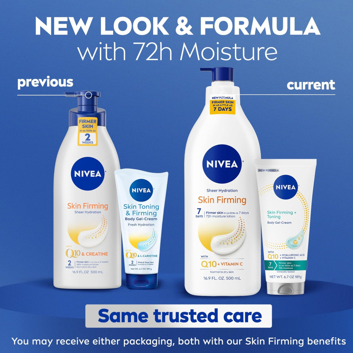 NIVEA Skin Firming Skin Care Set, Body Lotion and Gel Cream, 2 Items Total