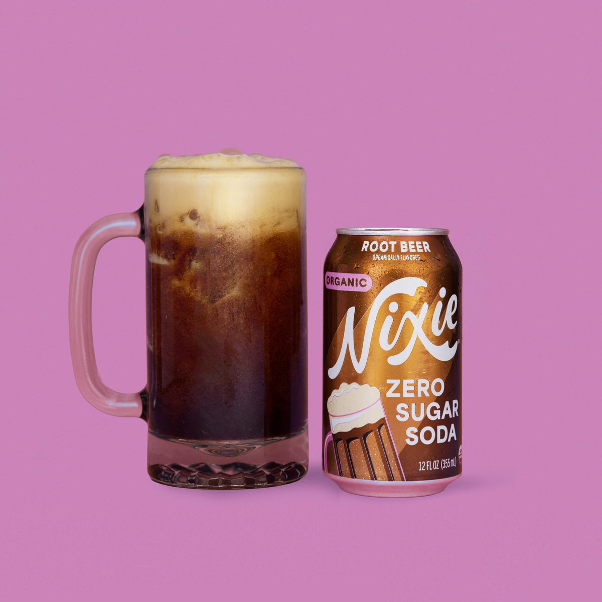 Nixie Organic Zero Sugar Root Beer Soda – 0 Sugar, 0 Cal, Caffeine Free, 12 Pack