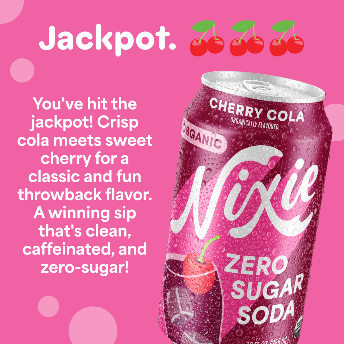 Nixie Organic Zero Sugar Cherry Cola Soda – 0 Sugar, 0 Calories, 40mg Caffeine, 12oz Cans (12 Pack) | Non-GMO & Organic