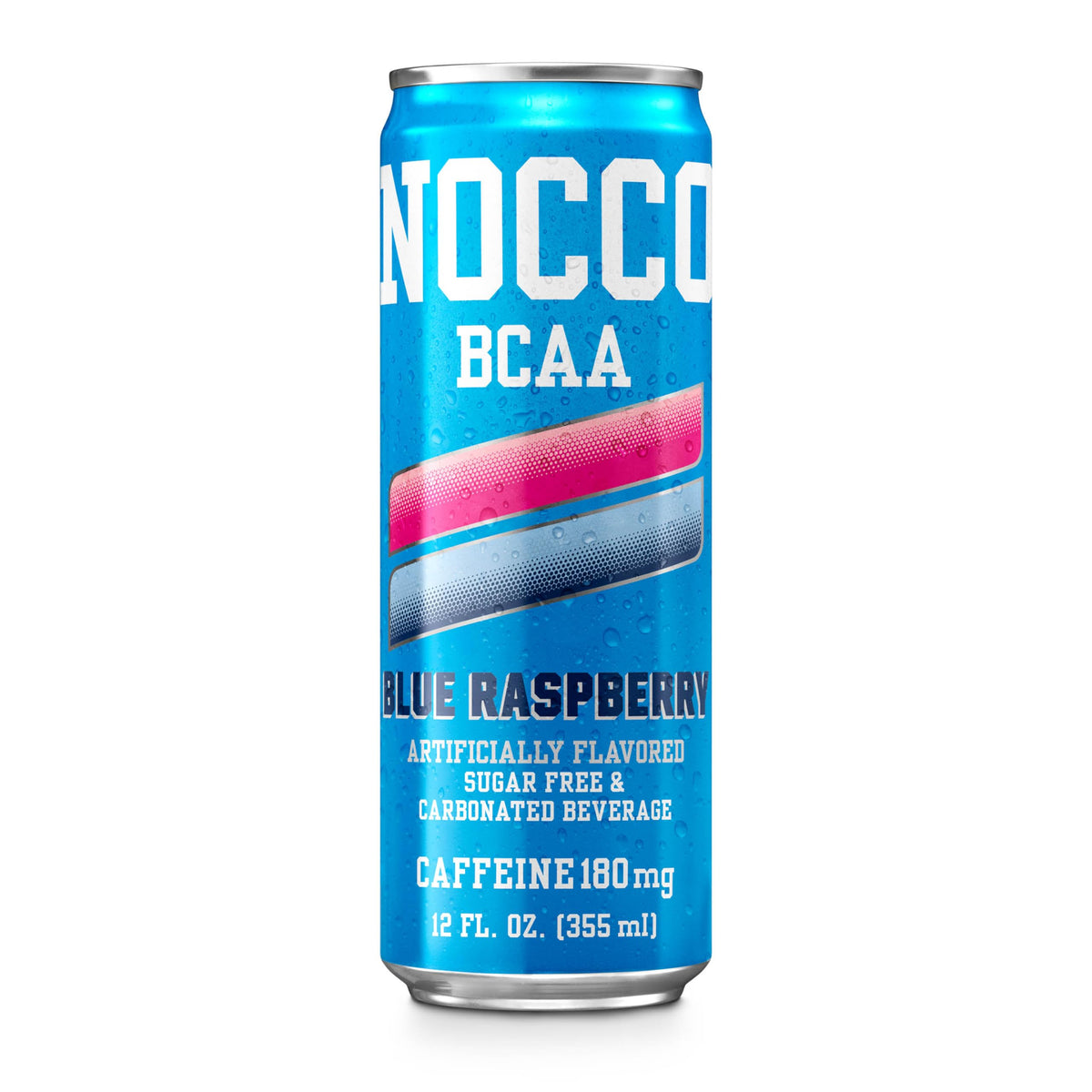 NOCCO Zero Sugar Blue Raspberry Energy Drink – 12-Pack, 180–200 mg Caffeine, BCAAs, Sugar Free