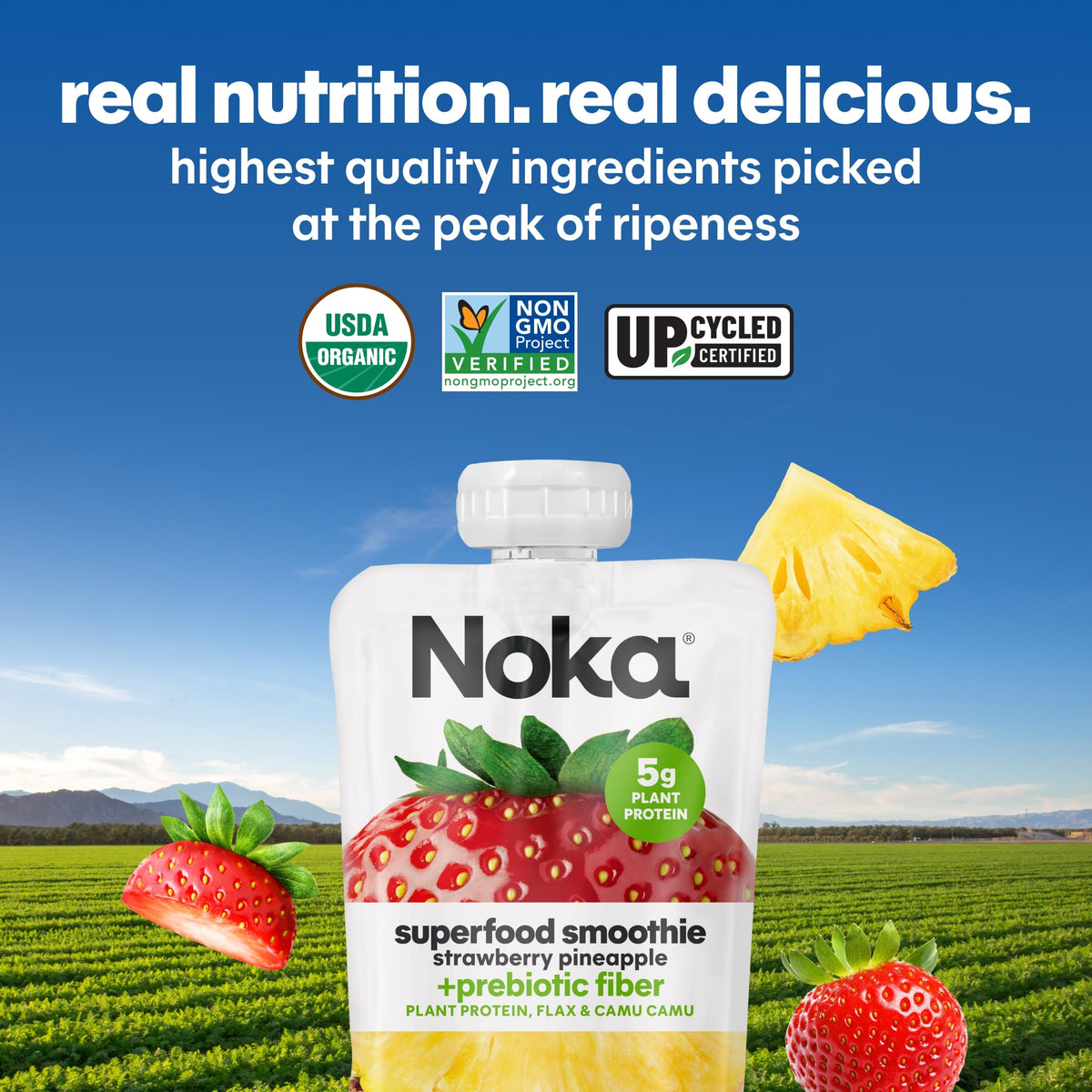 NOKA Superfood Fruit Smoothie Pouches Variety Pack – Plant-Based, Gluten-Free (12-Count)