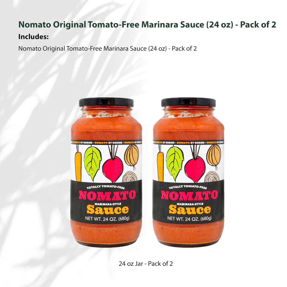 Nomato Original Tomato-Free Marinara Sauce – 2 Pack (24 oz each) | Gluten-Free, Dairy-Free, Nut-Free