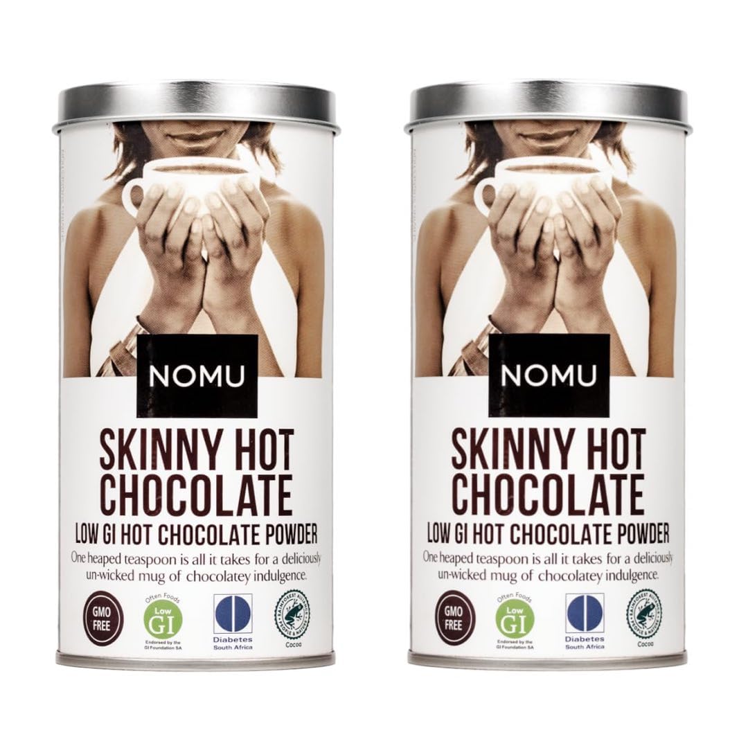 NOMU Skinny 60% Cocoa Hot Chocolate – 33 Servings, 20 Calories, Keto, Low GI, High Protein (2 Pack)