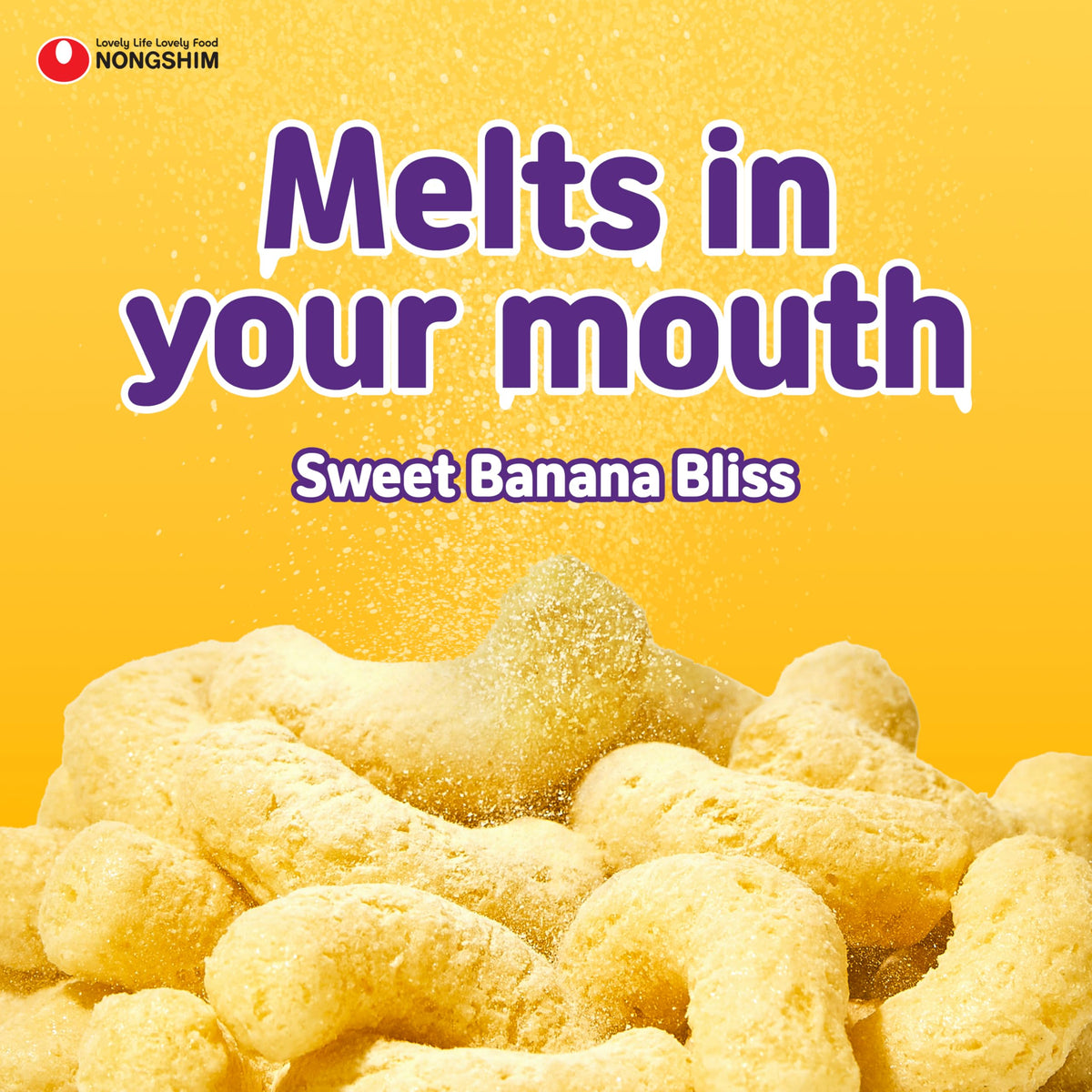 Nongshim Banana Kick Puff Snack – Crispy Banana Flavor Corn Puffs (1.58 oz x 20)