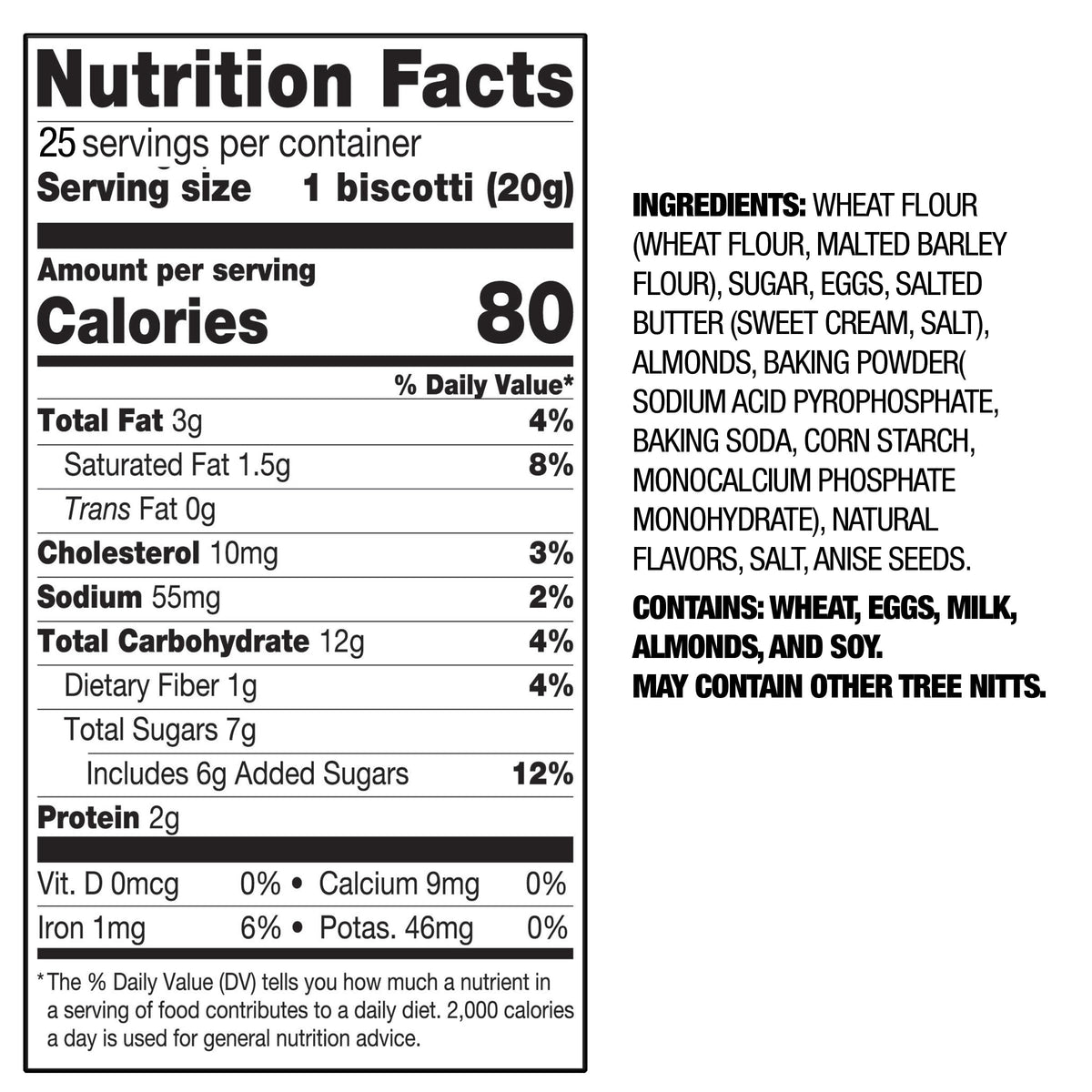 Nonni's Originali Classic Almond Biscotti – Individually Wrapped Twice-Baked Italian Snack, 80 Cal per Serving, 17.25 oz