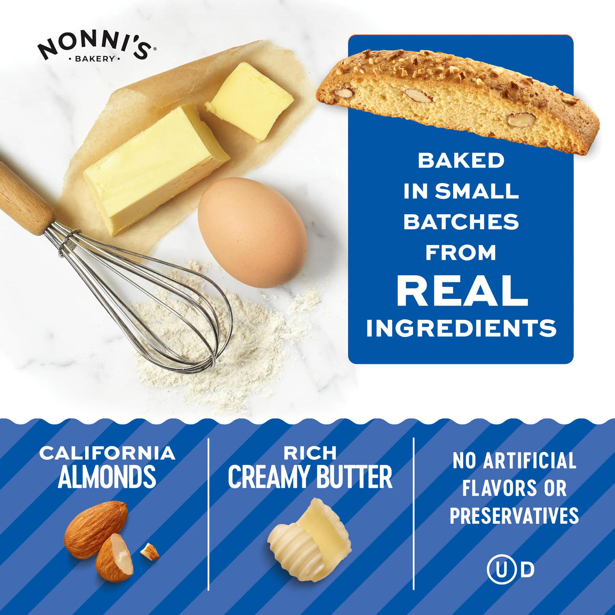 Nonni's Originali Classic Almond Biscotti – Individually Wrapped Twice-Baked Italian Snack, 80 Cal per Serving, 17.25 oz