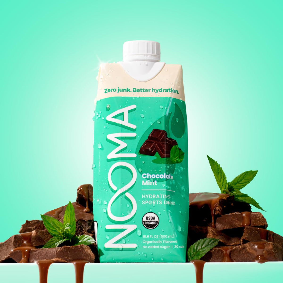 NOOMA Organic Electrolyte Sports Drink – Chocolate Mint, 16.9oz, 12-Pack