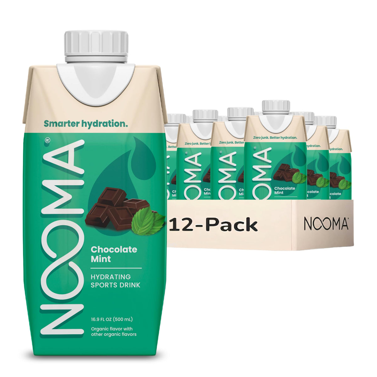 NOOMA Organic Electrolyte Sports Drink – Chocolate Mint, 16.9oz, 12-Pack