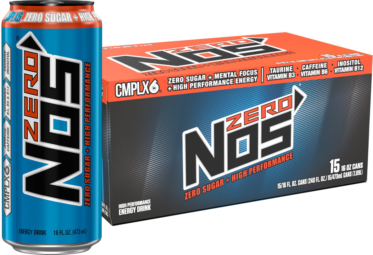 NOS Zero Sugar Energy Drink - High Performance, 16 Fl Oz