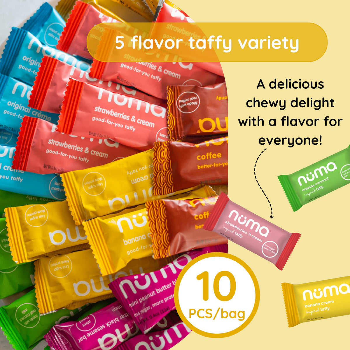 Numa Foods Nutritious Chewy & Creamy Candy Variety Pack – Low Sugar, All-Natural, Gluten Free, High Protein