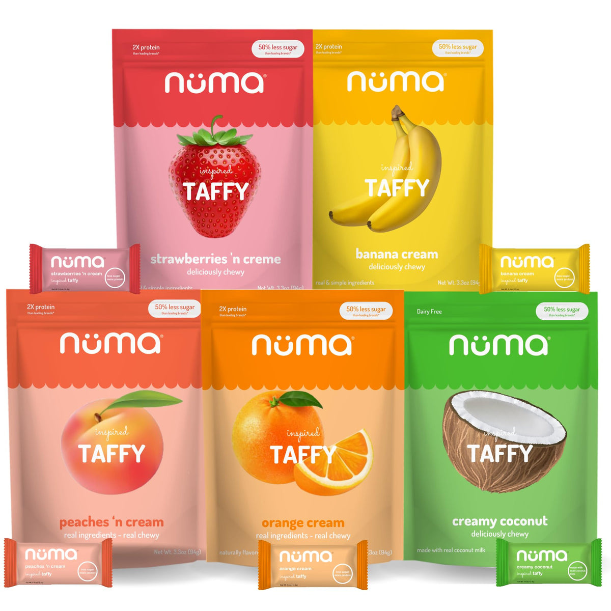 Numa Foods Nutritious Chewy & Creamy Candy Variety Pack – Low Sugar, All-Natural, Gluten Free, High Protein