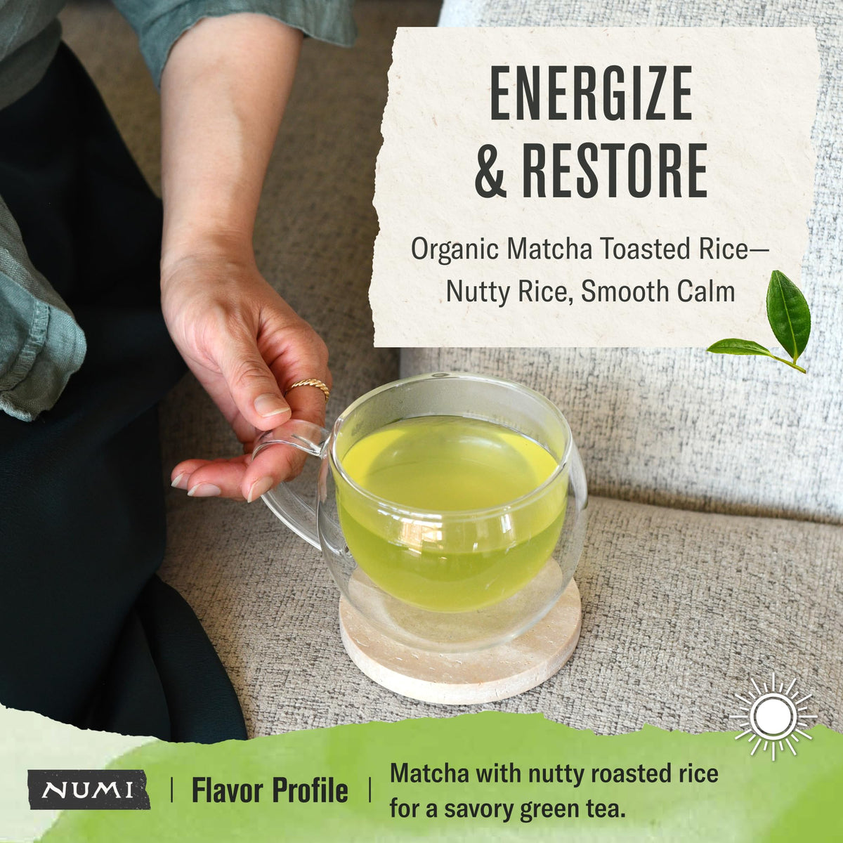 Numi Organic Matcha Toasted Rice Tea – 100 Tea Bags | Genmaicha with Matcha