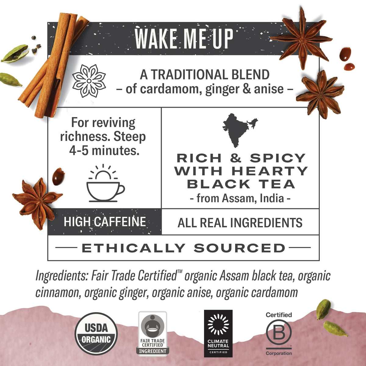 Numi Organic Golden Chai Tea – Assam Black Tea with Cardamom & Ginger, 100 Tea Bags