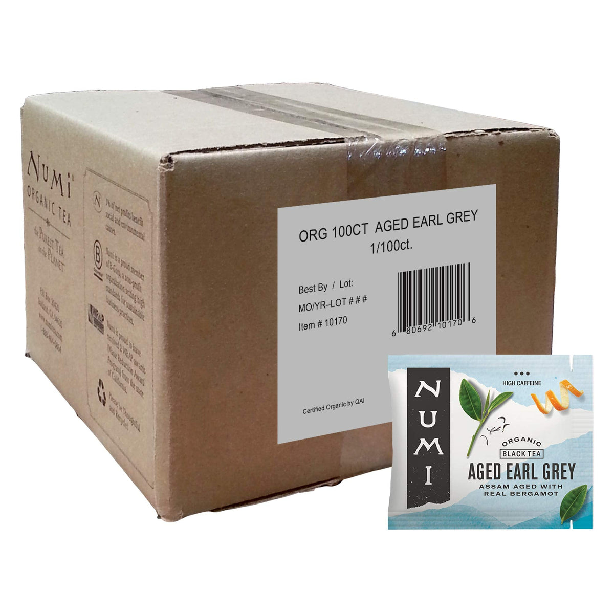 Numi Organic Aged Earl Grey Tea | 100 Black Tea Bags | Assam Black Tea with Real Bergamot | Caffeinated