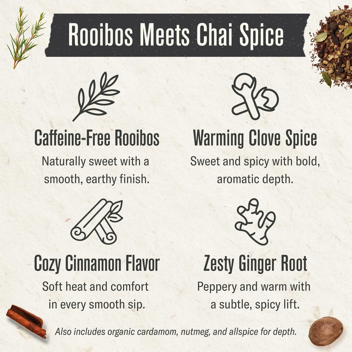 Numi Organic Rooibos Chai Tea - Caffeine-Free, 100 Tea Bags