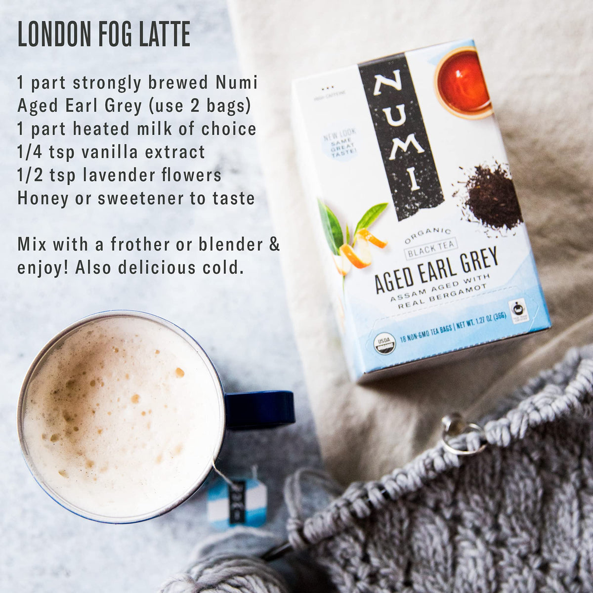 Numi Organic Aged Earl Grey Tea | 100 Black Tea Bags | Assam Black Tea with Real Bergamot | Caffeinated