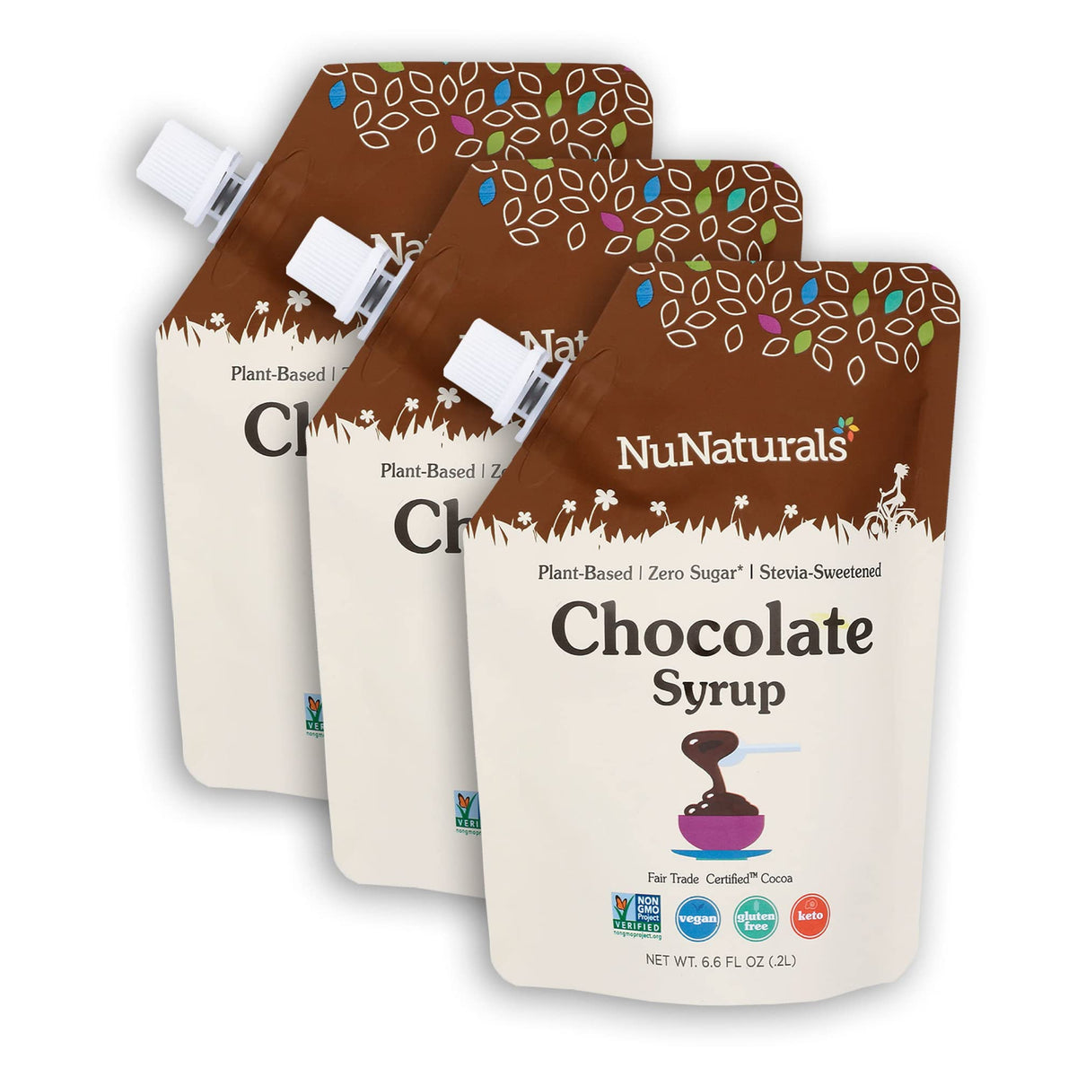 NuNaturals Stevia Syrup – Zero-Calorie Chocolate Syrup (3-Pack)