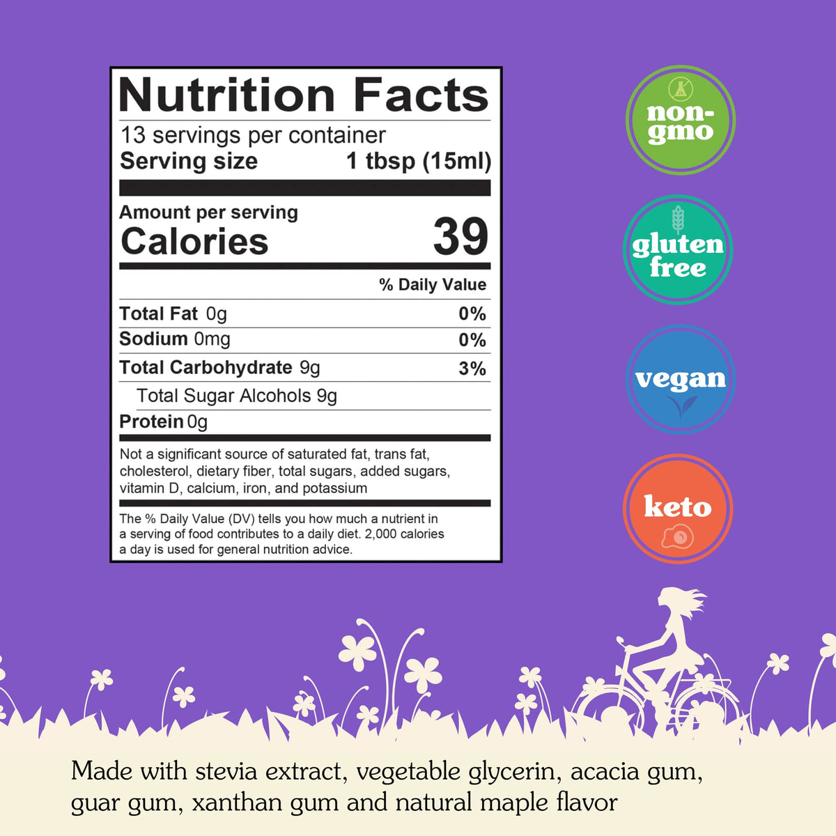 NuNaturals Stevia Syrup – Sugar-Free Maple Flavor, Zero Calories, 3-Pack (6.6oz each)