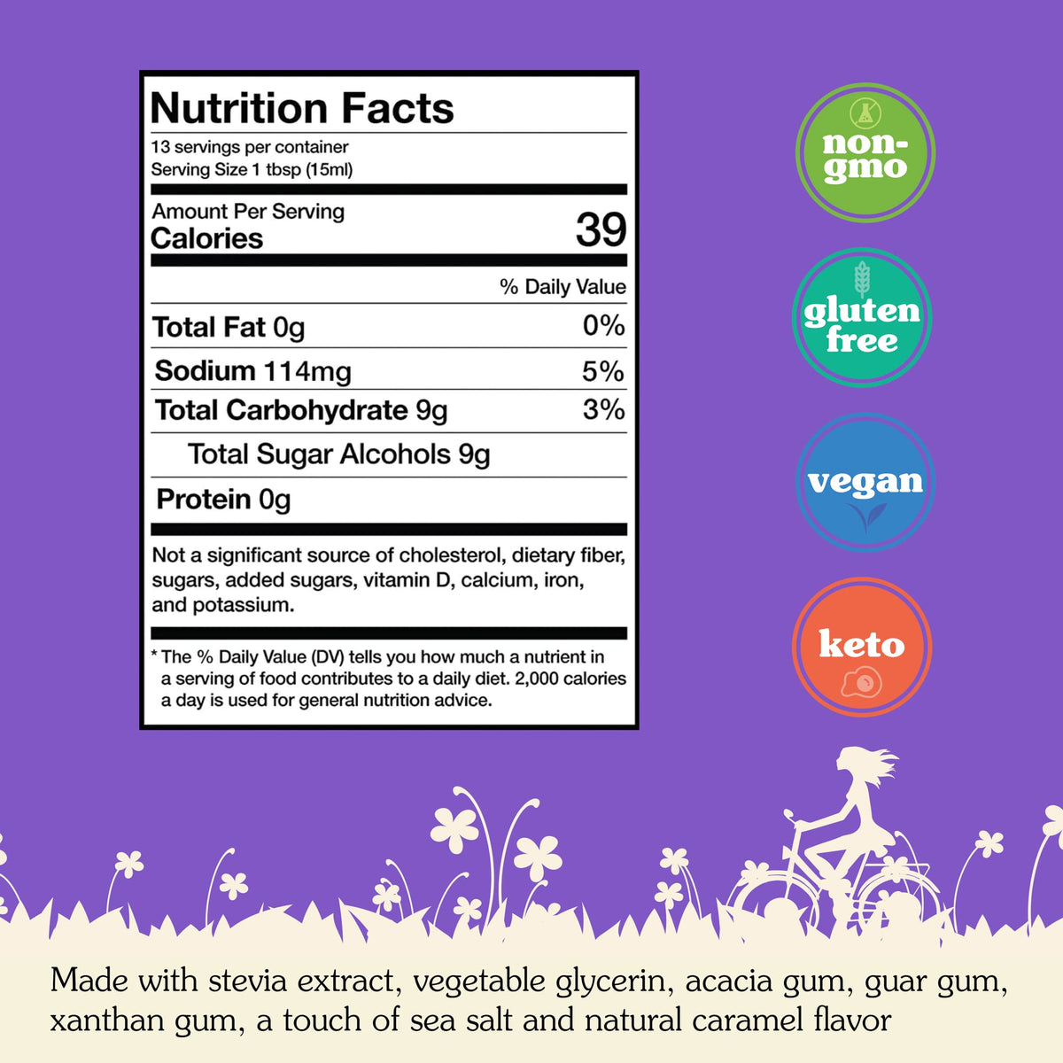 NuNaturals Stevia Syrup – Sugar-Free Salted Caramel, Zero Calorie, 6.6 oz (3-Pack)