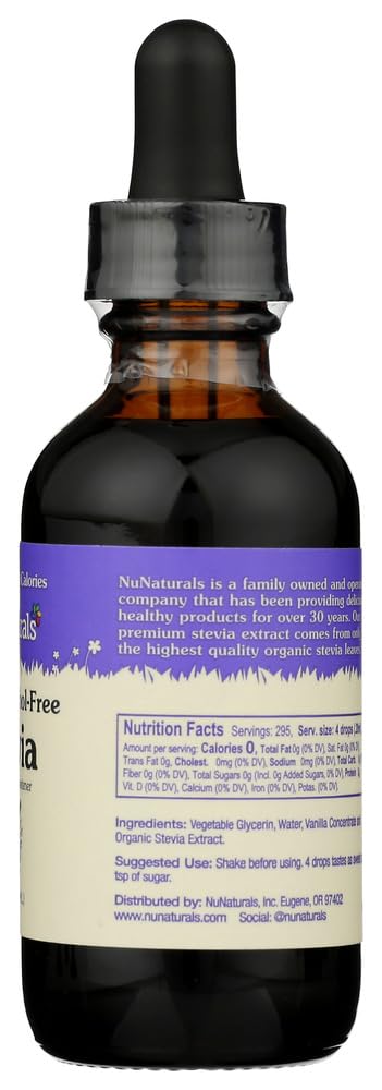 NuNaturals Liquid Stevia: Zero-Calorie Vanilla Sweetener, Pack of 2 (Alcohol-Free)
