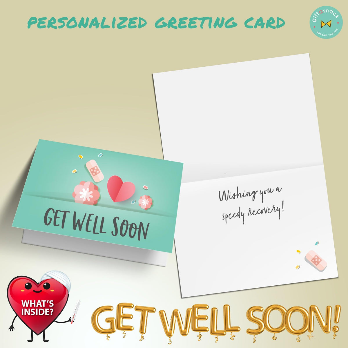 Nut Cravings Gift A Snack Get Well Soon Snack Box - 60 Count Variety Pack + Greeting Card