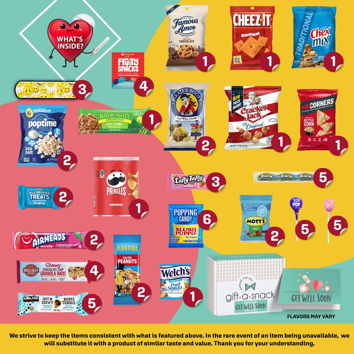 Nut Cravings Gift A Snack Get Well Soon Snack Box - 60 Count Variety Pack + Greeting Card