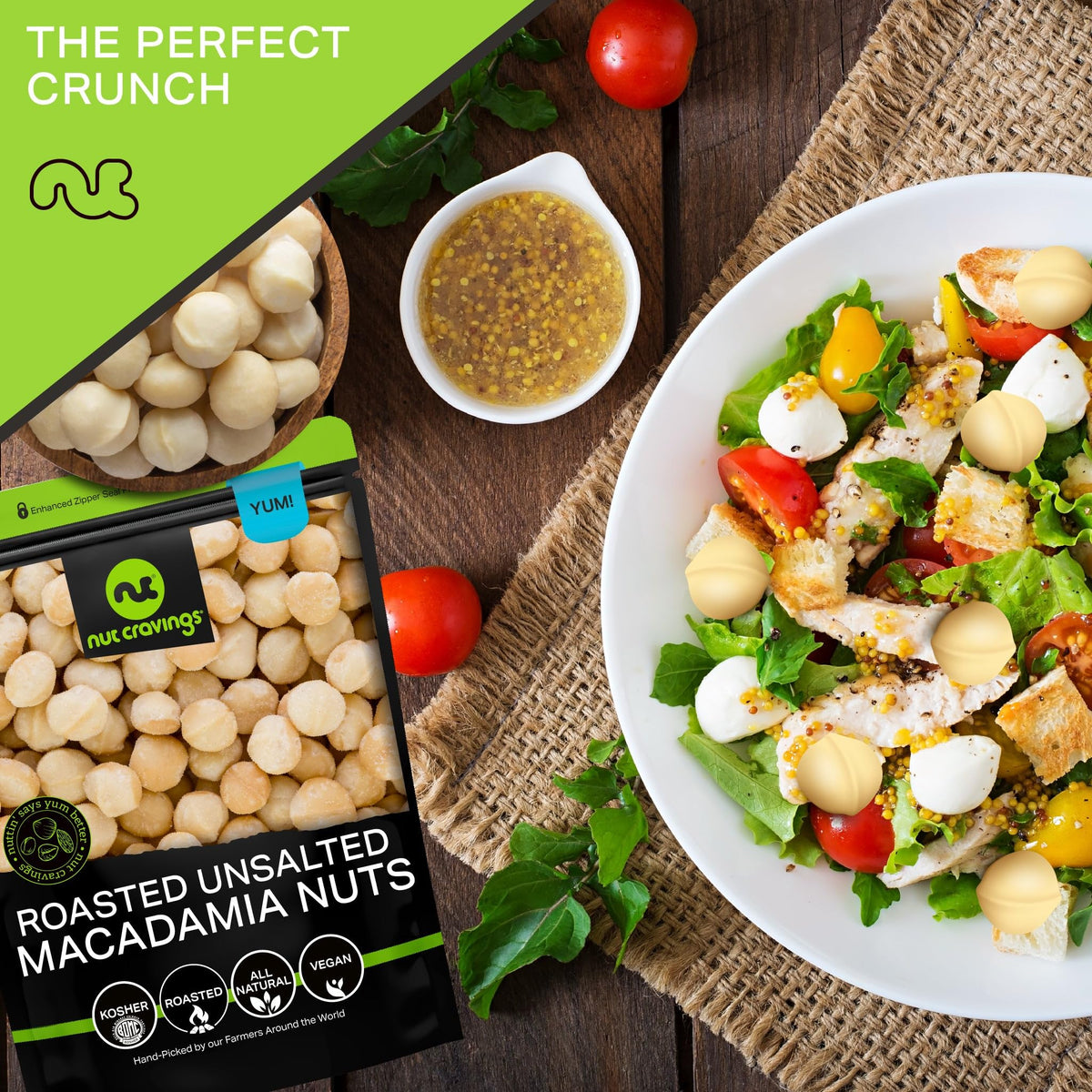 Nut Cravings Roasted Macadamia Nuts - No Shell, 32oz (2 lb) Bulk in Resealable Bag