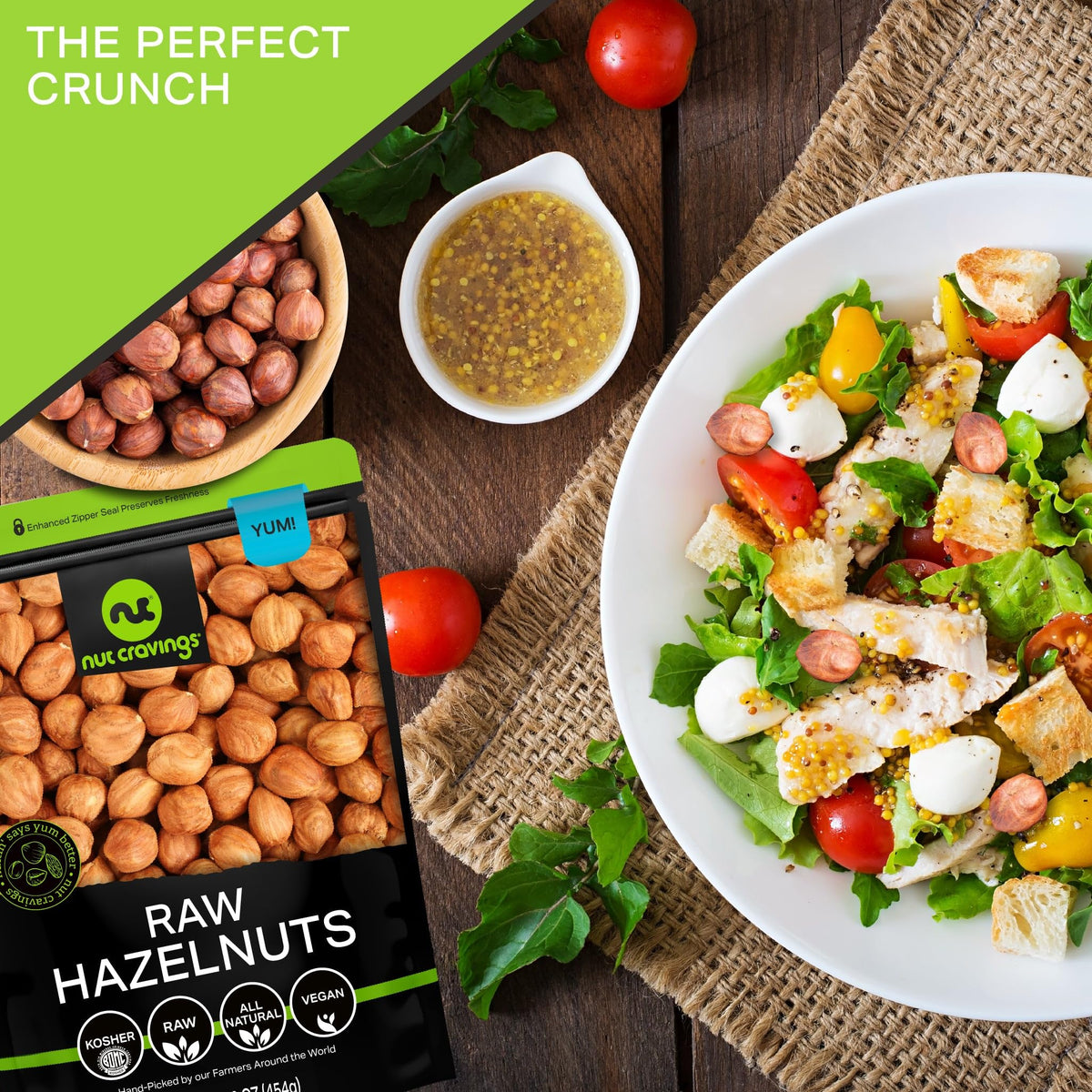 Nut Cravings Raw Hazelnuts Filberts with Skin, Unsalted & Shelled, 16 oz, Resealable Bag