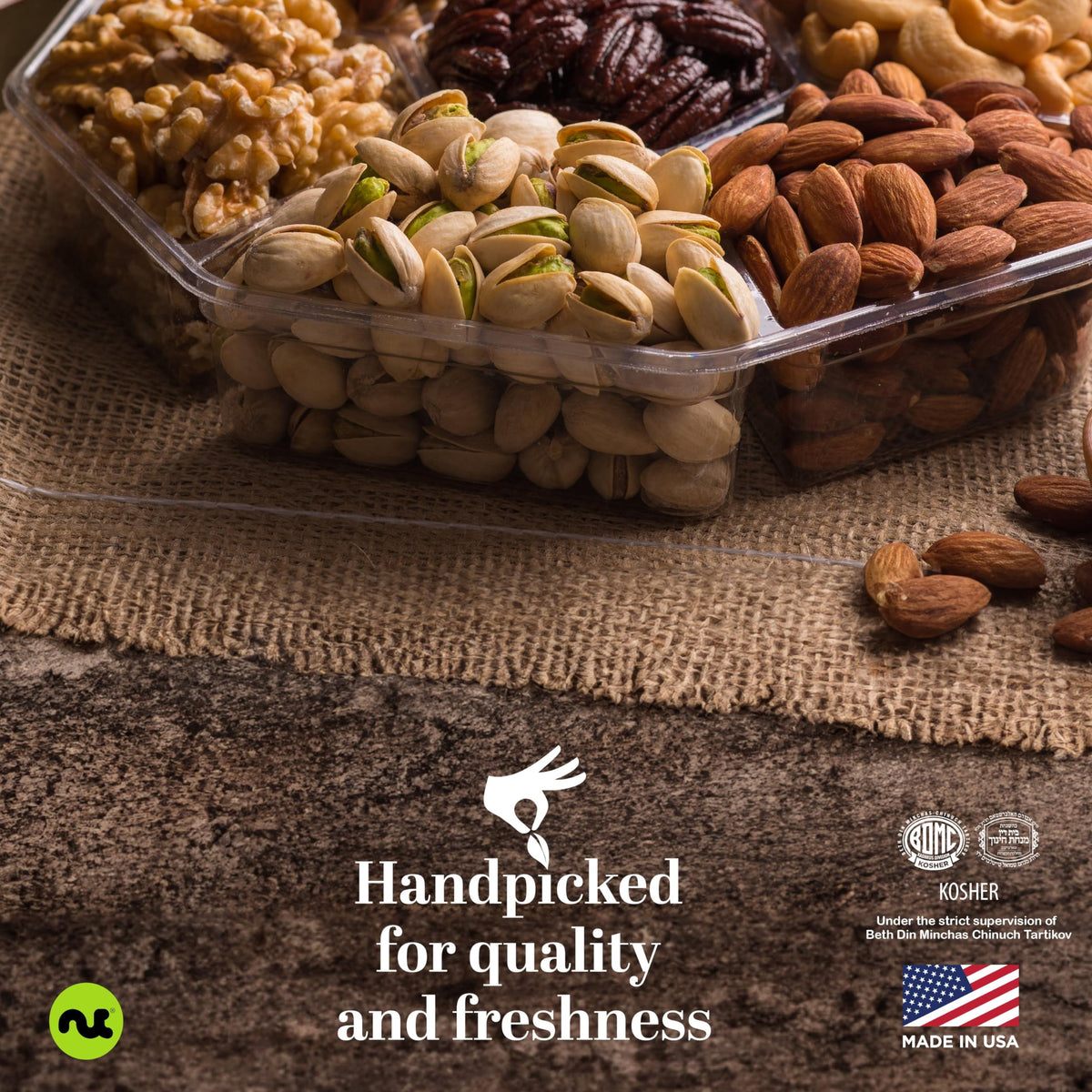 Nut Cravings Mother's Day Gift Box — 7-Nuts Assortment in Red & Gold (1 lb) Kosher