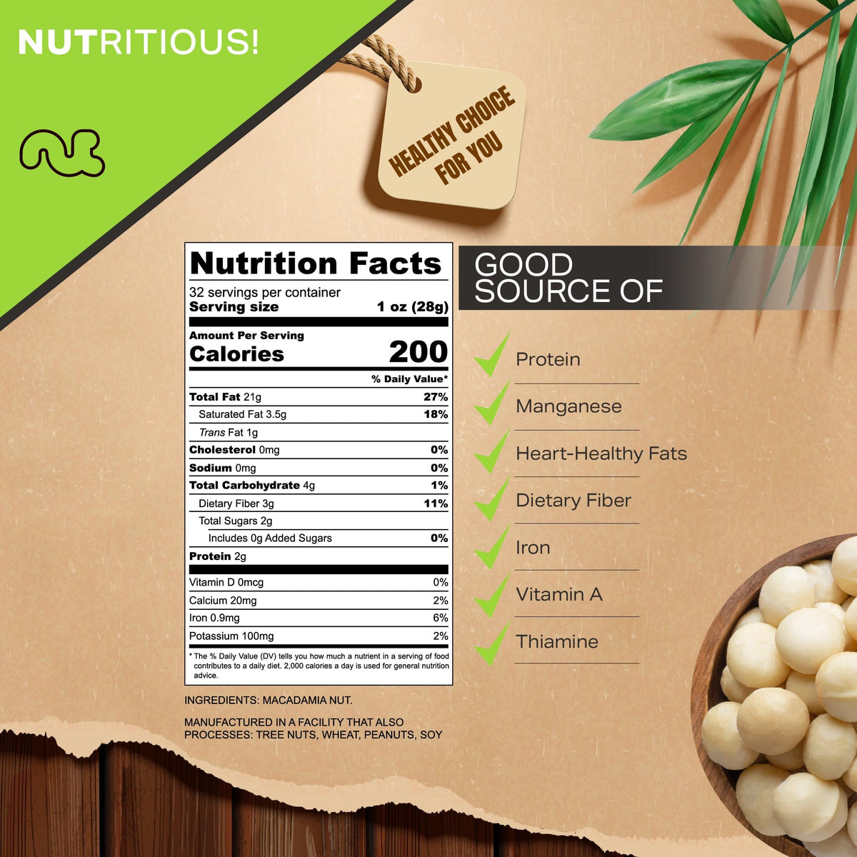 Nut Cravings Raw Macadamia Nuts – Unsalted & Shelled (32oz Bulk, 2 lb) | Kosher