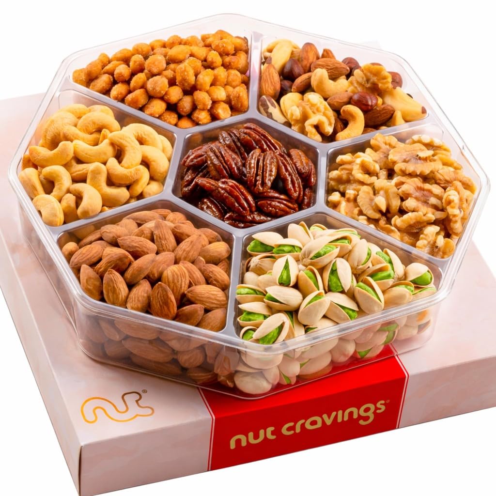 Nut Cravings Mother's Day Gift Box — 7-Nuts Assortment in Red & Gold (1 lb) Kosher