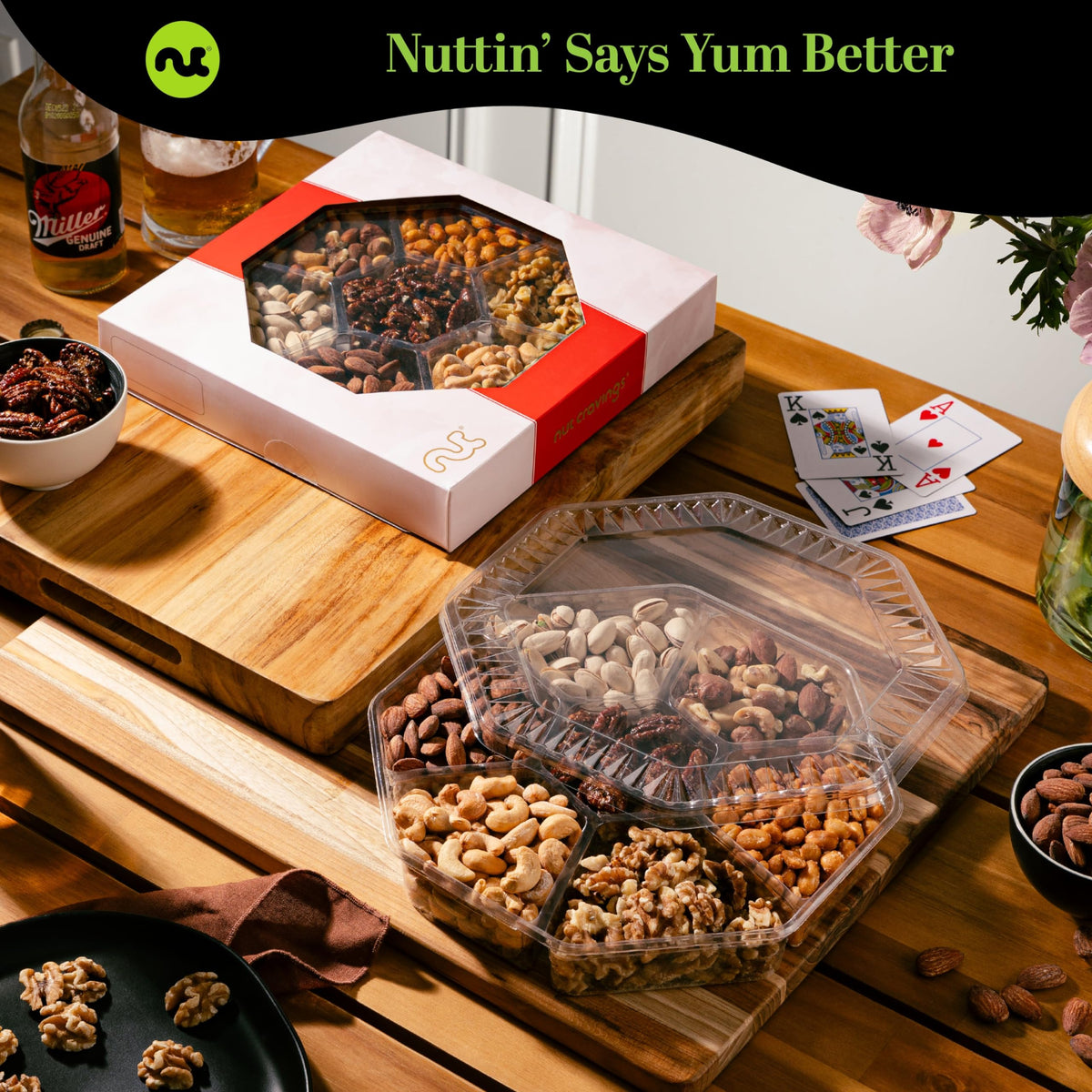 Nut Cravings Mother's Day Gift Box — 7-Nuts Assortment in Red & Gold (1 lb) Kosher