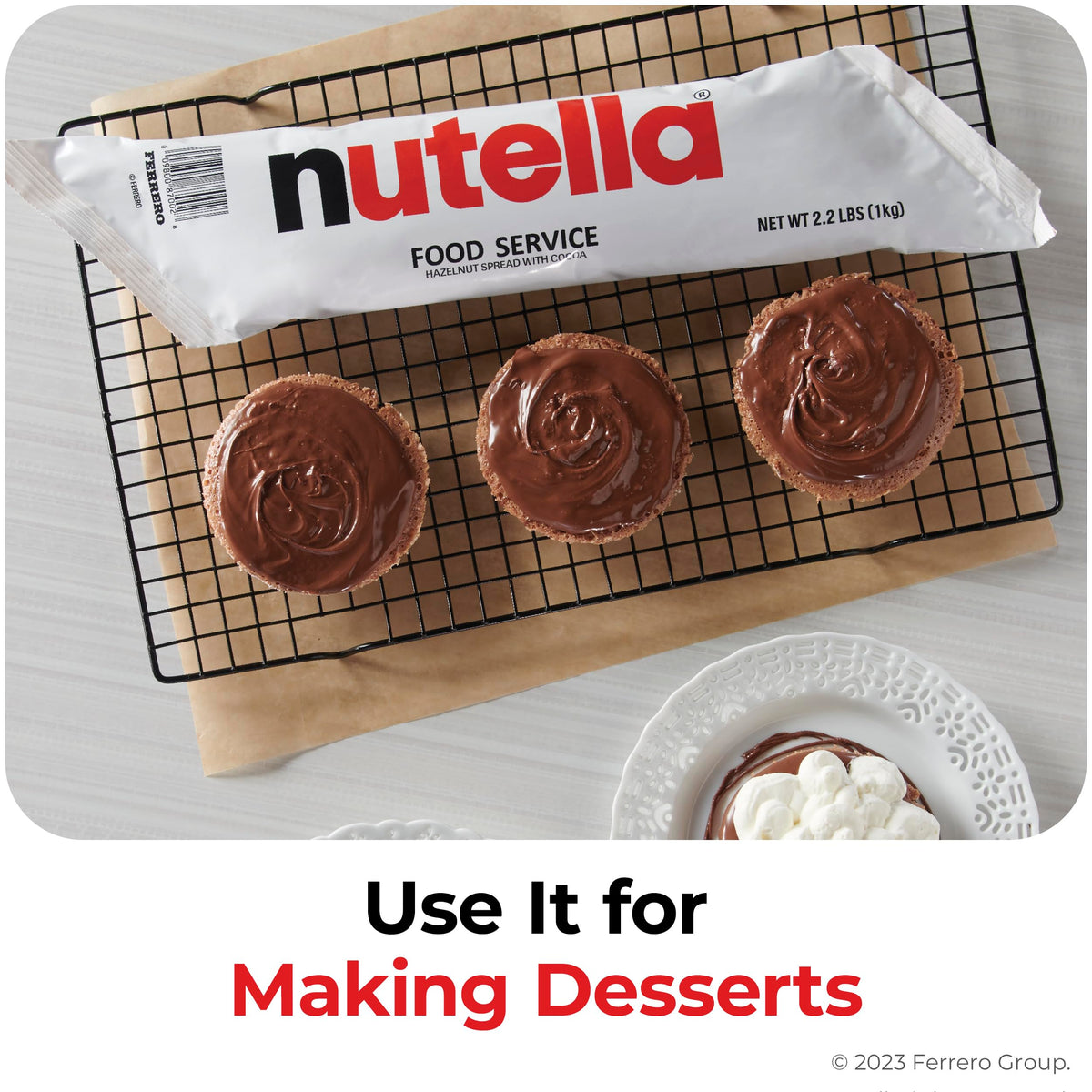 Nutella Hazelnut Spread Piping Bags – 6 Bags, 35.2 oz Each (211.2 oz Total) | Bakery & Restaurant Use