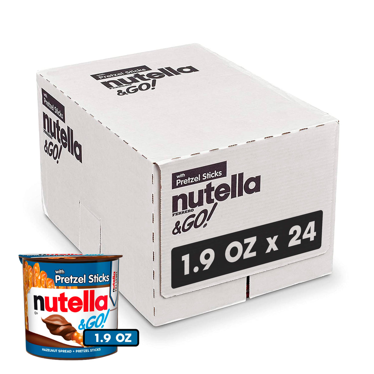 Nutella & GO! Chocolate Hazelnut Spread with Cocoa + Pretzel Sticks – 24 Snack Packs