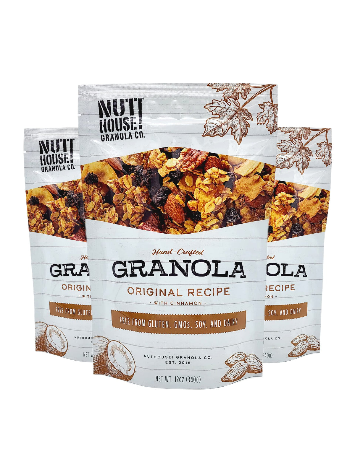 NutHouse! Granola Premium Original Recipe – Gluten-Free, Non-GMO, Kosher, Vegan | 12 oz Bag (3-Pack)